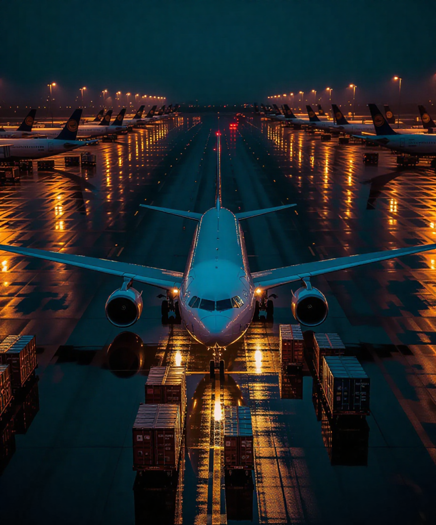 Ícono de transporte aéreo - Avión de carga volando sobre nubes